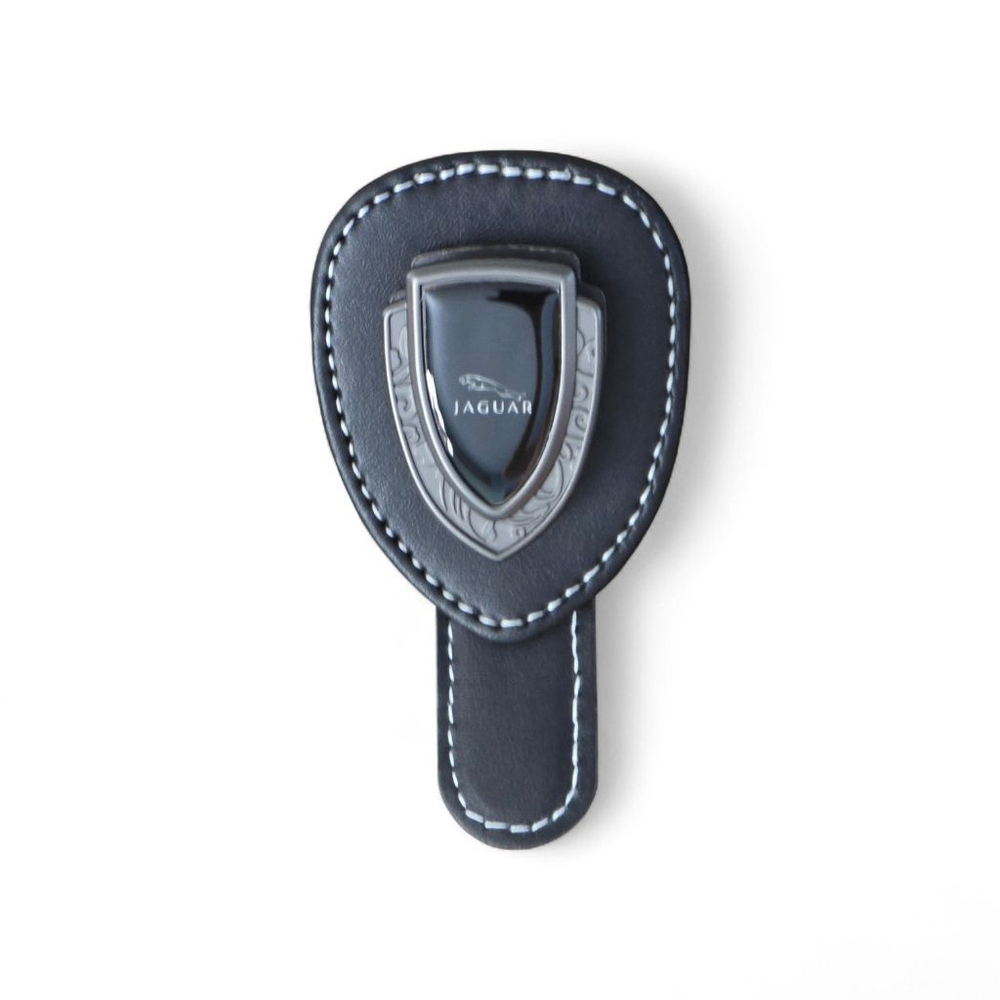 Jaguar Leather‎ Car Visor Sunglasses Holder Clip One Size Black Silver